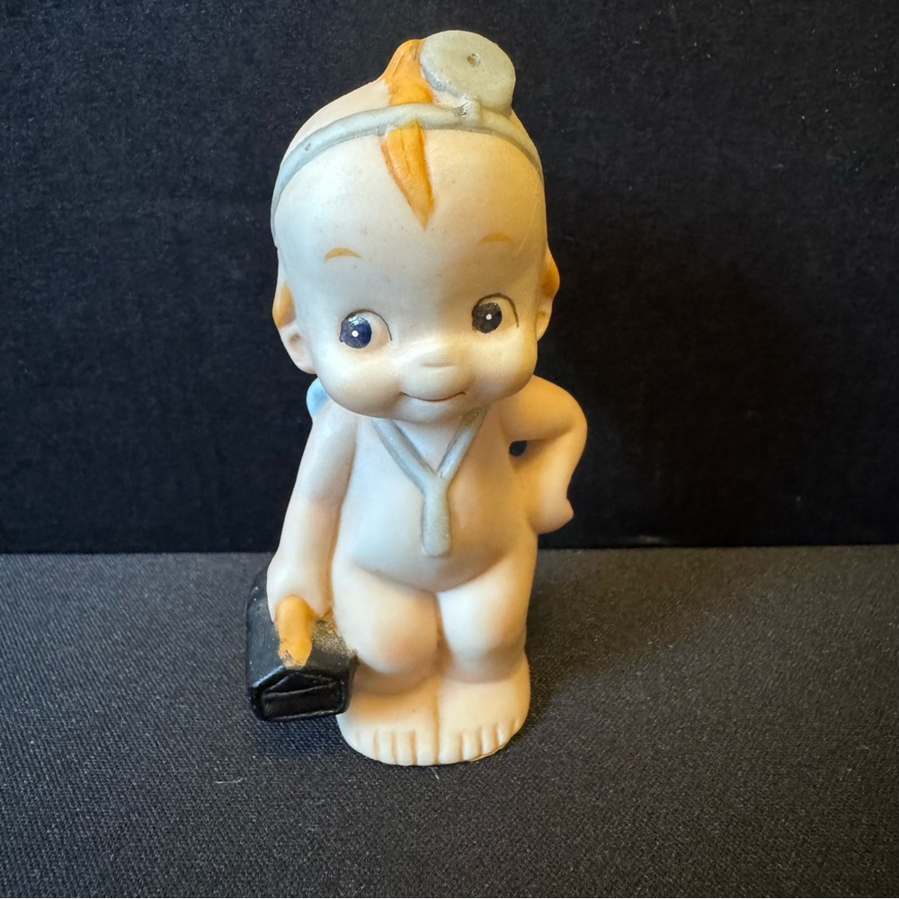 Lefton Kewpie Doctor Bag Figurine Ceramic Bisque Vintage Collectible